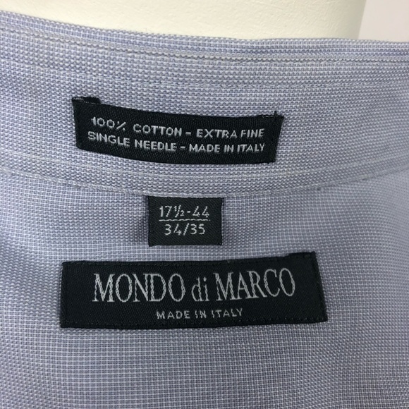 Mondo Di Marco Italian Blue Dress Shirt 17.5 | 100% Cotton Made in Italy - Picture 10 of 13